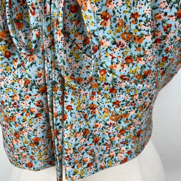 Shein Curve Floral Cropped Top 2XL Puff Sleeve Boho Peasant Country Farm Style - Picture 4 of 11